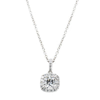 18ct White Gold .50ct Diamond Peony Pendant-Necklace-Walker & Hall