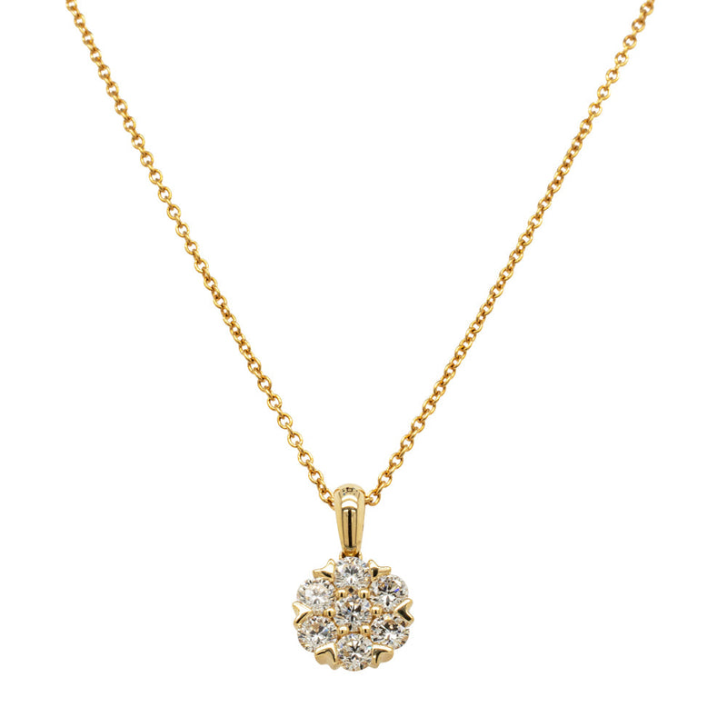 18ct Yellow Gold .66 Diamond Lotus Pendant-Necklace-Walker & Hall