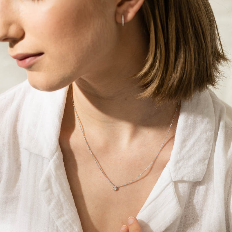 18ct White Gold .18ct Diamond Natalia Pendant-Necklace-Walker & Hall