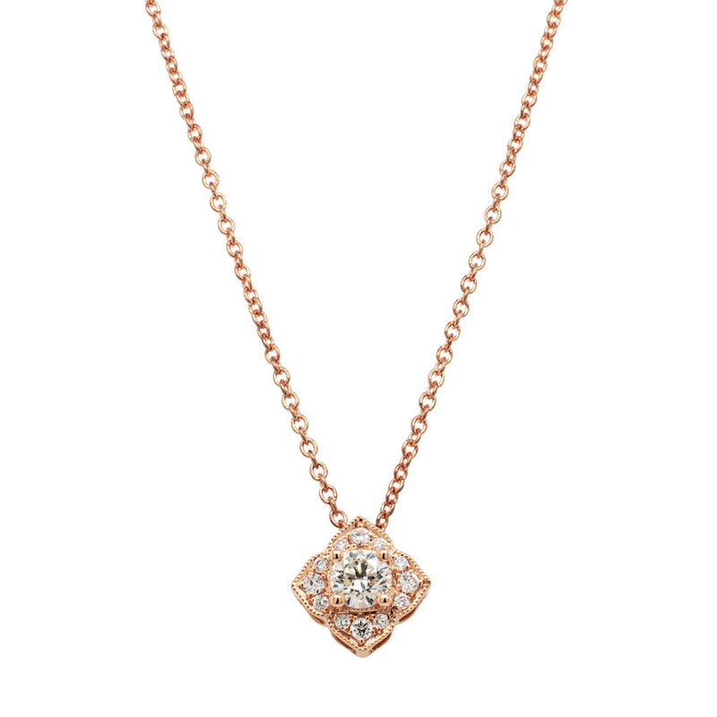18ct Rose Gold Diamond Paramount Pendant-Necklace-Walker & Hall