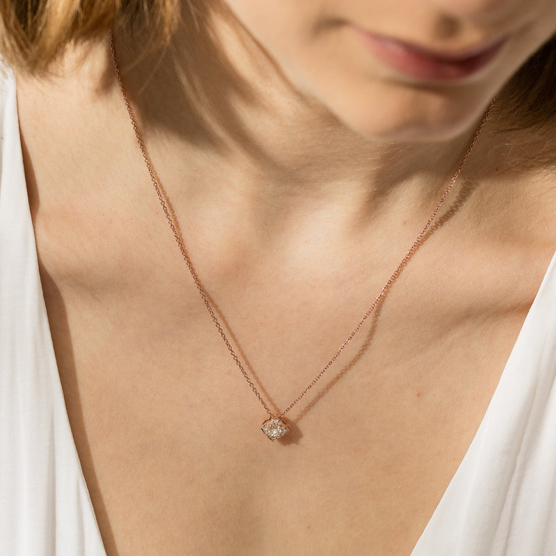 18ct Rose Gold Diamond Paramount Pendant-Necklace-Walker & Hall