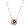 18ct Rose Gold Black Diamond Halo Pendant-Necklace-Walker & Hall