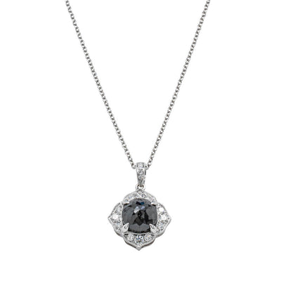18ct White Gold Black Diamond Paramount Pendant-Necklace-Walker & Hall