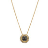 18ct Yellow Gold Black Diamond Halo Pendant-Necklace-Walker & Hall