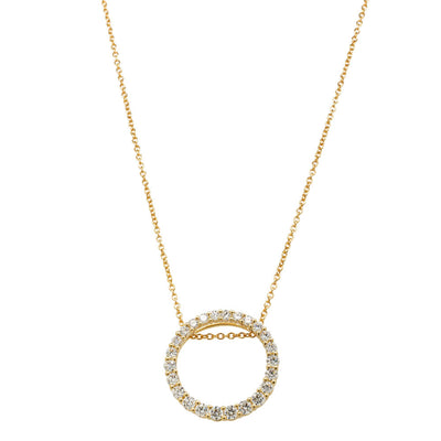 18ct Yellow Gold Diamond Circle Pendant-Necklace-Walker & Hall