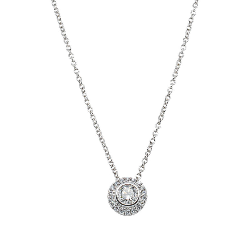 18ct White Gold .25ct Diamond Isla Pendant-Necklace-Walker & Hall