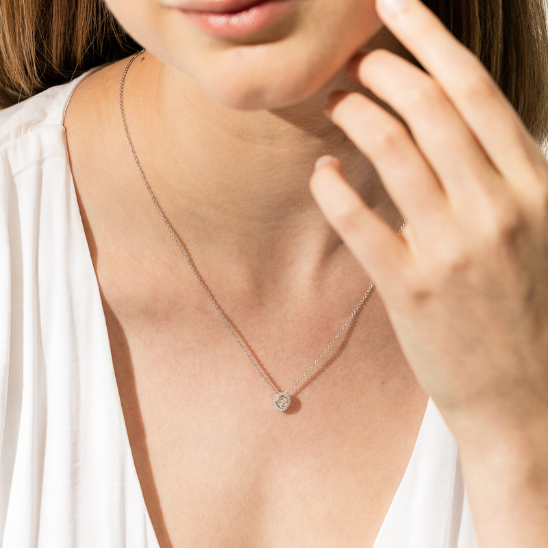 18ct White Gold .25ct Diamond Isla Pendant-Necklace-Walker & Hall