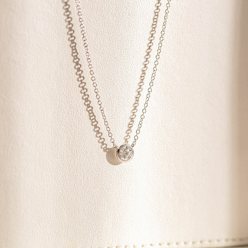 18ct White Gold .30ct Diamond Natalia Pendant-Necklace-Walker & Hall