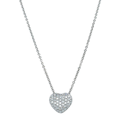 18ct White Gold Diamond Corazon Pendant-Necklace-Walker & Hall