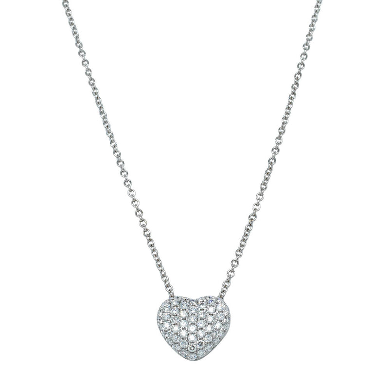 18ct White Gold Diamond Corazon Pendant-Necklace-Walker & Hall
