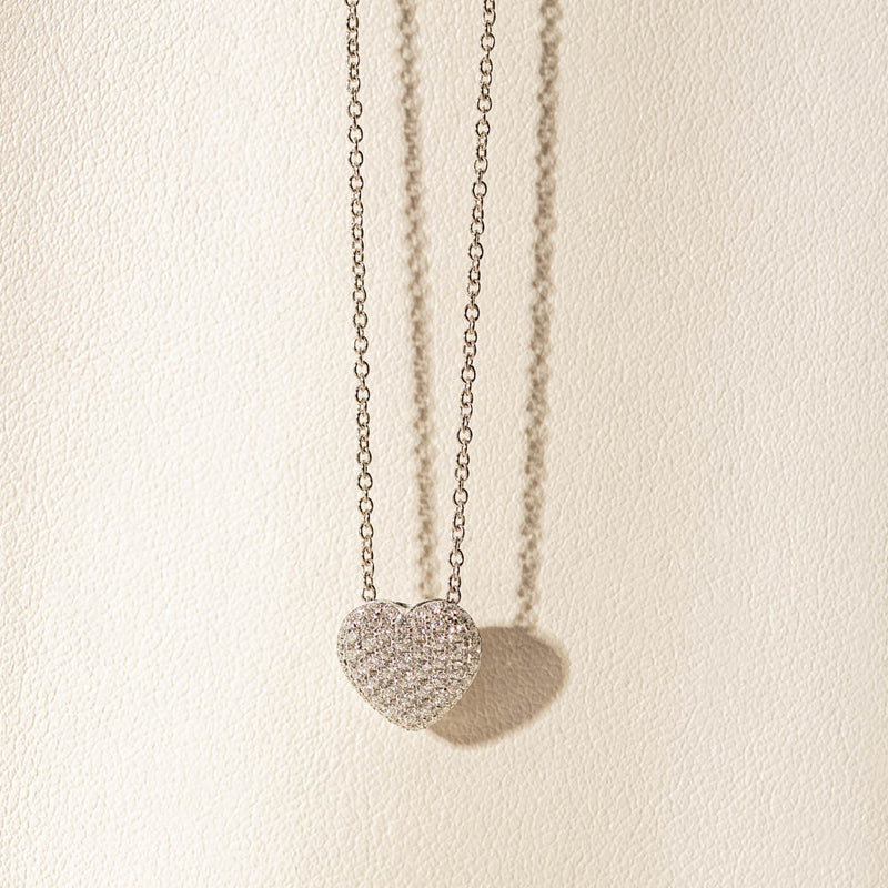 18ct White Gold Diamond Corazon Pendant-Necklace-Walker & Hall