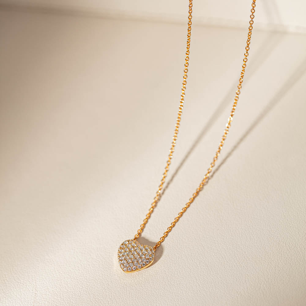 18ct Yellow Gold Diamond Corazon Pendant-Necklace-Walker & Hall
