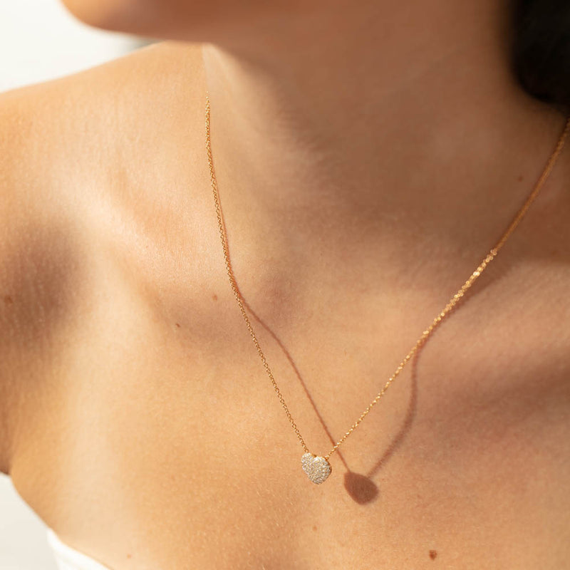 18ct Yellow Gold Diamond Corazon Pendant-Necklace-Walker & Hall