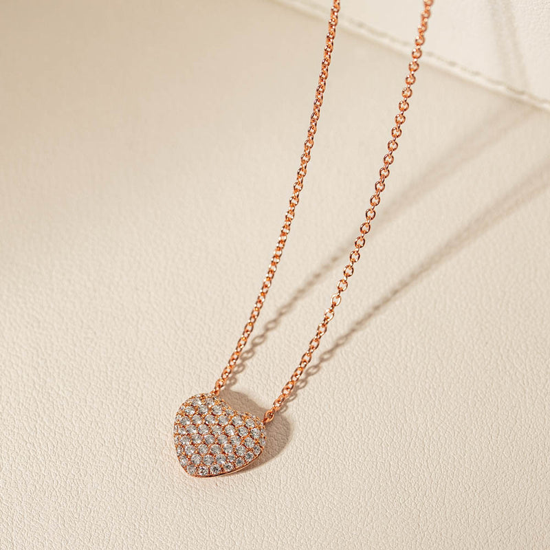 18ct Rose Gold Diamond Corazon Pendant-Necklace-Walker & Hall