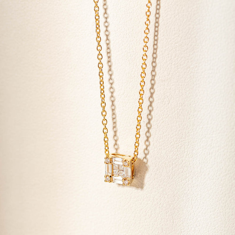 18ct Yellow Gold Diamond Quattro Pendant-Necklace-Walker & Hall