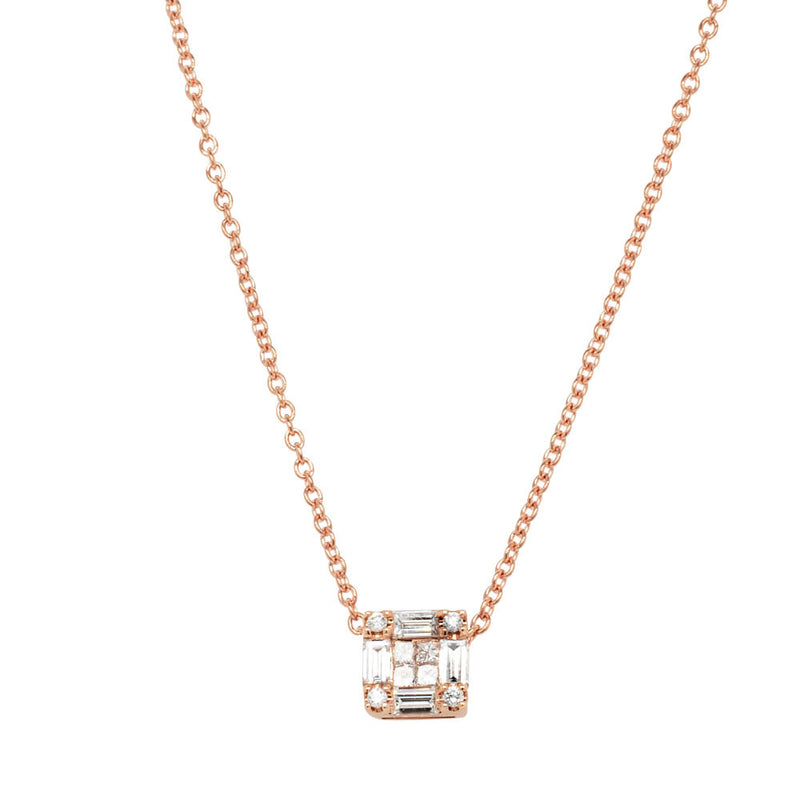 18ct Rose Gold Diamond Quattro Pendant-Necklace-Walker & Hall