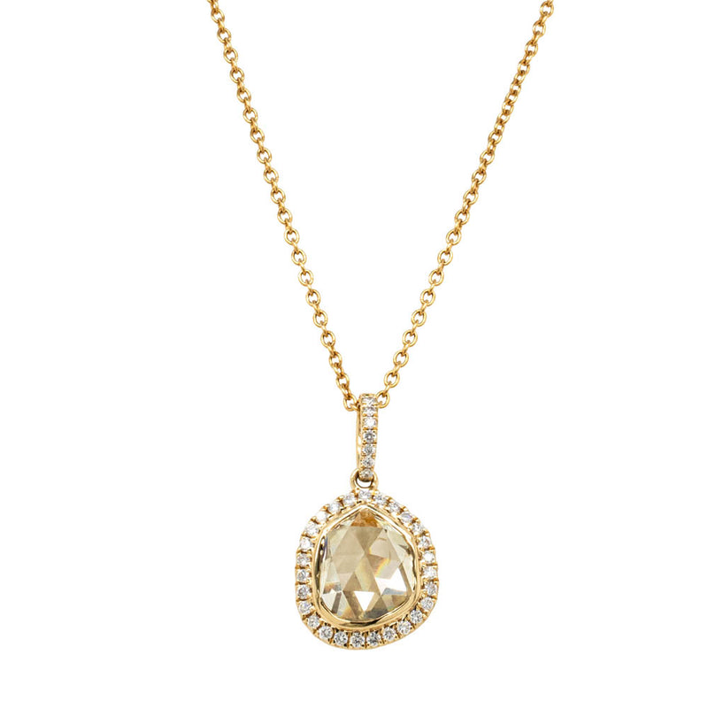 18ct Yellow Gold 2.12ct Champagne Diamond Pendant-Necklace-Walker & Hall