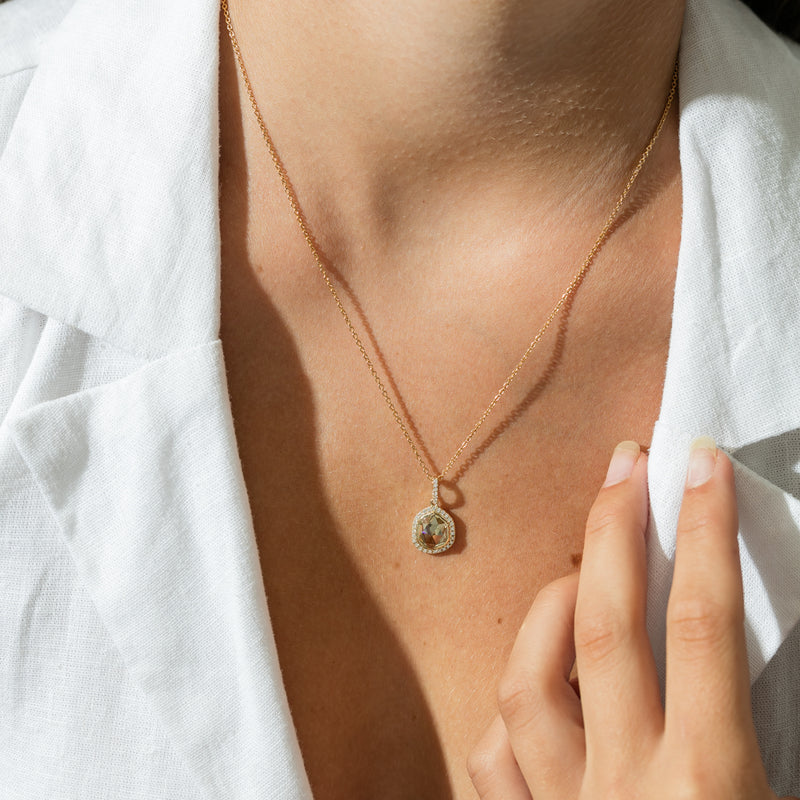 18ct Yellow Gold 2.12ct Champagne Diamond Pendant-Necklace-Walker & Hall