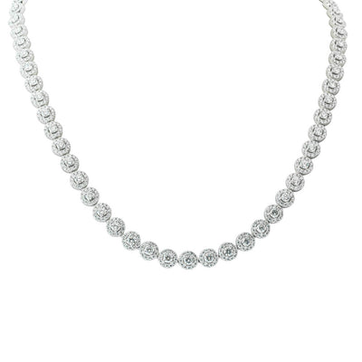 18ct White Gold Diamond Cluster Necklace-Necklace-Walker & Hall