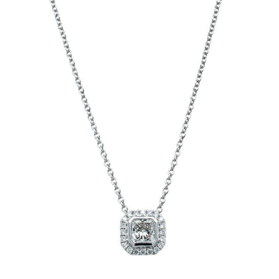 18ct White Gold .41ct Radiant Diamond Isla Pendant-Necklace-Walker & Hall