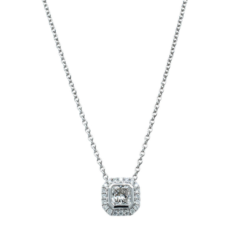 18ct White Gold .41ct Radiant Diamond Isla Pendant-Necklace-Walker & Hall