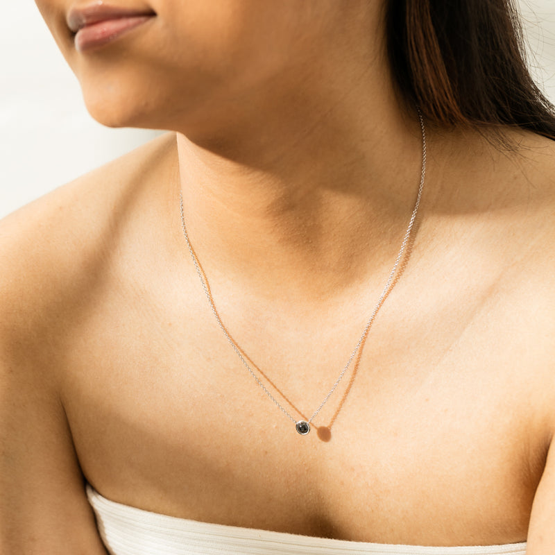 18ct White Gold Black Diamond Natalia Pendant-Necklace-Walker & Hall