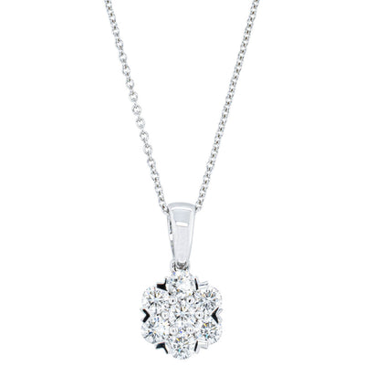 18ct White Gold 1.20ct Diamond Lotus Pendant-Necklace-Walker & Hall