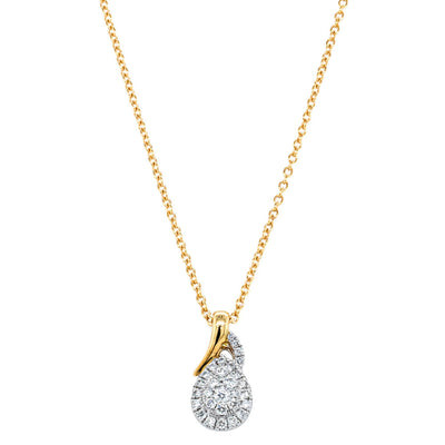 18ct Yellow Gold Diamond Cluster Necklace-Necklace-Walker & Hall