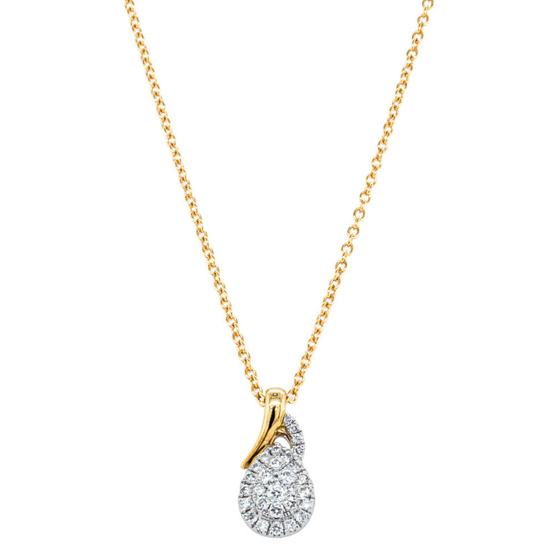 18ct Yellow Gold Diamond Cluster Necklace-Necklace-Walker & Hall