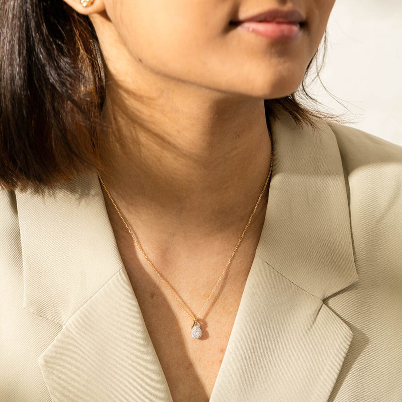 18ct Yellow Gold Diamond Cluster Necklace-Necklace-Walker & Hall