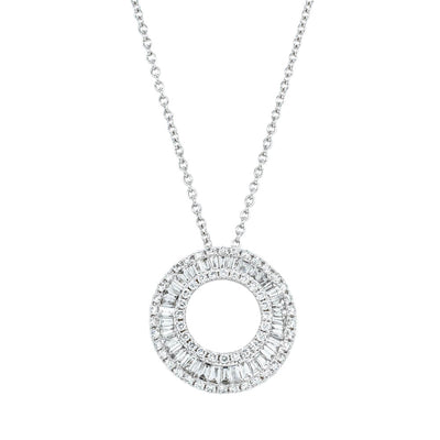 18ct White Gold Diamond Circle Pendant-Necklace-Walker & Hall