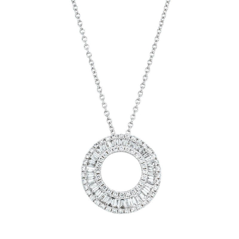 18ct White Gold Diamond Circle Pendant-Necklace-Walker & Hall