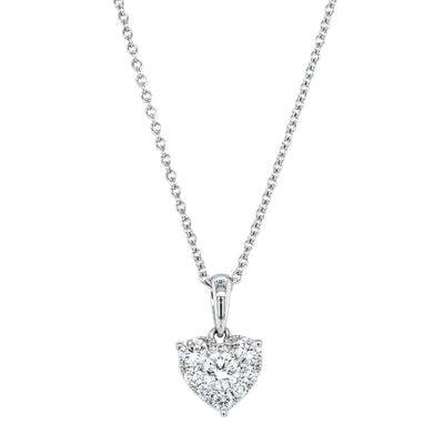 18ct White Gold .62ct Diamond Heart Necklace-Necklace-Walker & Hall
