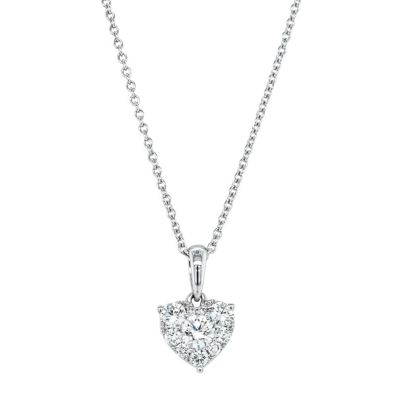 18ct White Gold .62ct Diamond Heart Necklace-Necklace-Walker & Hall