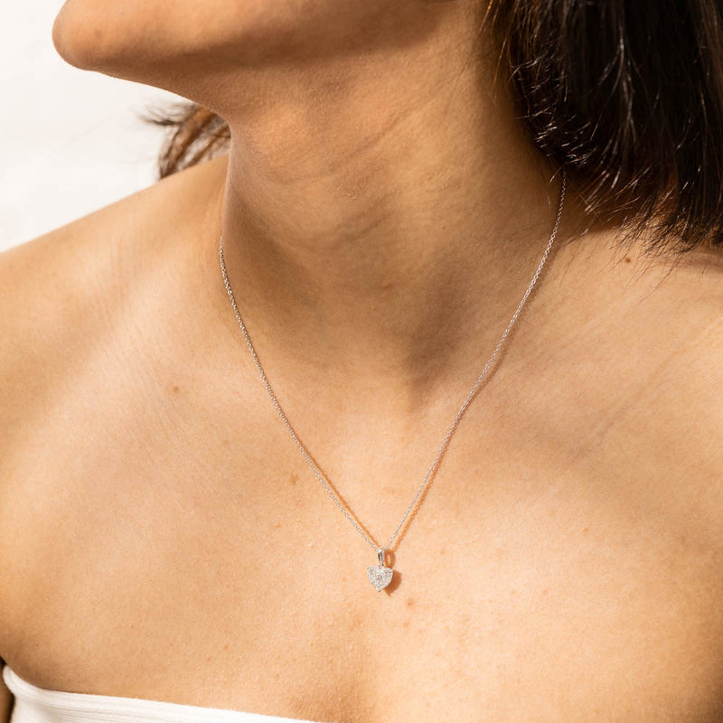18ct White Gold .62ct Diamond Heart Necklace-Necklace-Walker & Hall