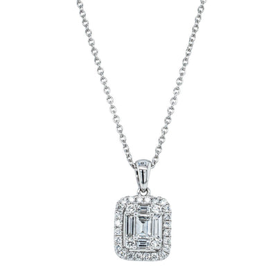 18ct White Gold .61ct Baguette Diamond Necklace-Necklace-Walker & Hall
