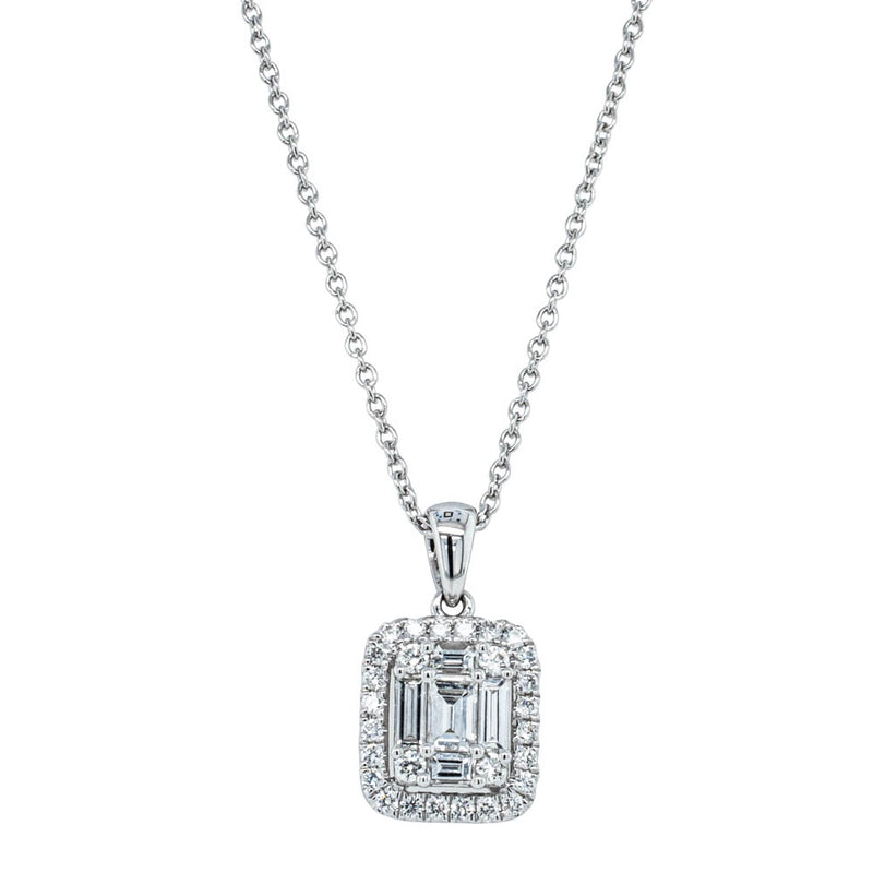 18ct White Gold .61ct Baguette Diamond Necklace-Necklace-Walker & Hall