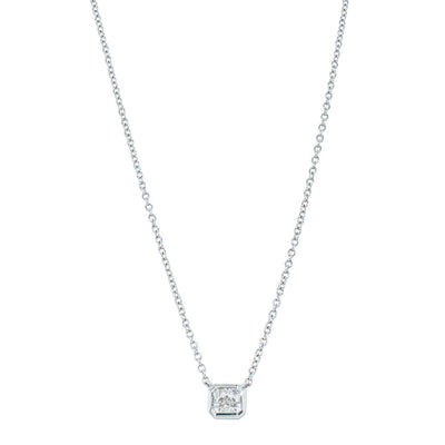 18ct White Gold .46ct Radiant Cut Diamond Natalia Pendant-Necklace-Walker & Hall