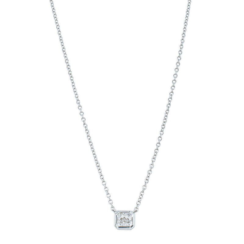 18ct White Gold .46ct Radiant Cut Diamond Natalia Pendant-Necklace-Walker & Hall