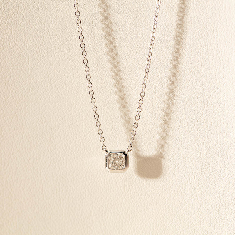 18ct White Gold .46ct Radiant Cut Diamond Natalia Pendant-Necklace-Walker & Hall