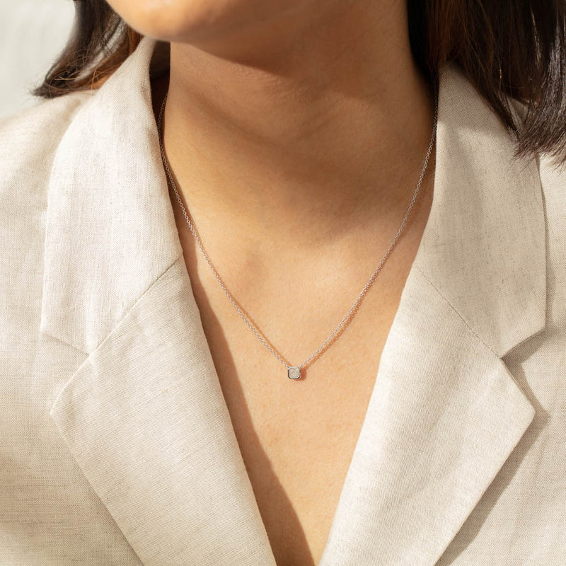 18ct White Gold .46ct Radiant Cut Diamond Natalia Pendant-Necklace-Walker & Hall