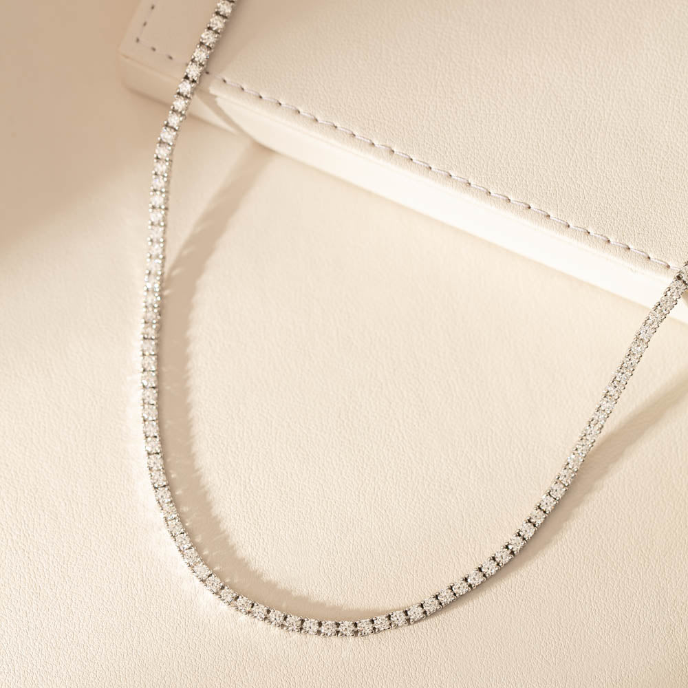 18ct White Gold 8.05ct Diamond Panorama Necklace-Necklace-Walker & Hall