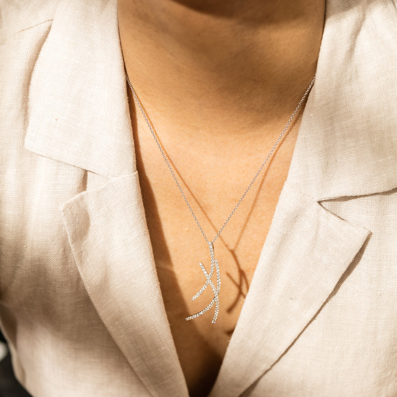 Deja Vu 18ct White Gold .51ct Diamond Kiss Pendant-Necklace-Walker & Hall