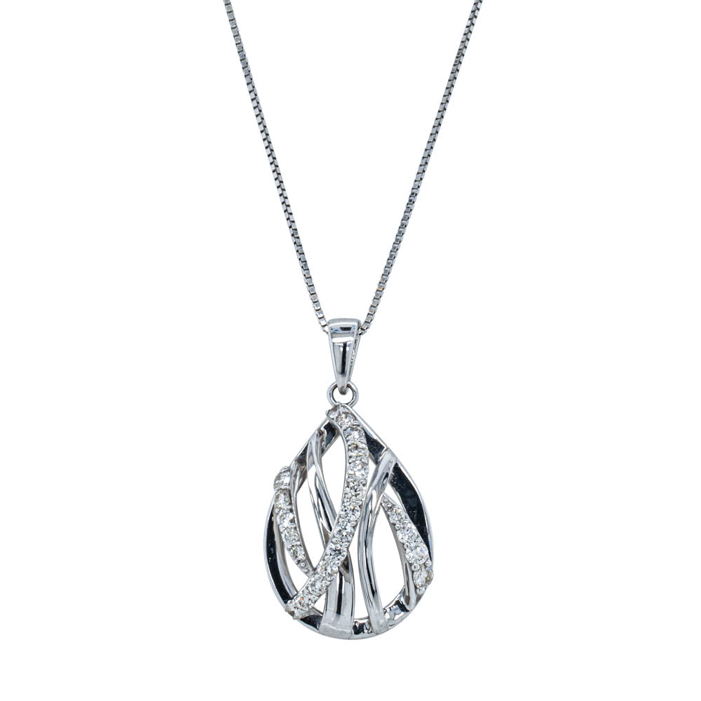 Deja Vu 18ct White Gold .51ct Diamond Pendant-Necklace-Walker & Hall