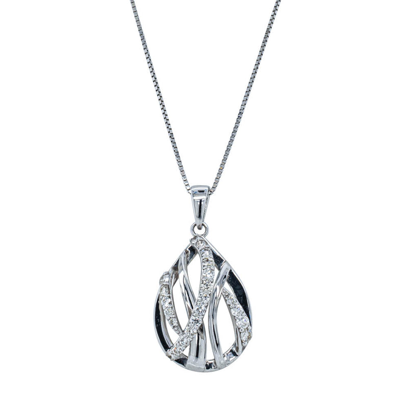 Deja Vu 18ct White Gold .51ct Diamond Pendant-Necklace-Walker & Hall