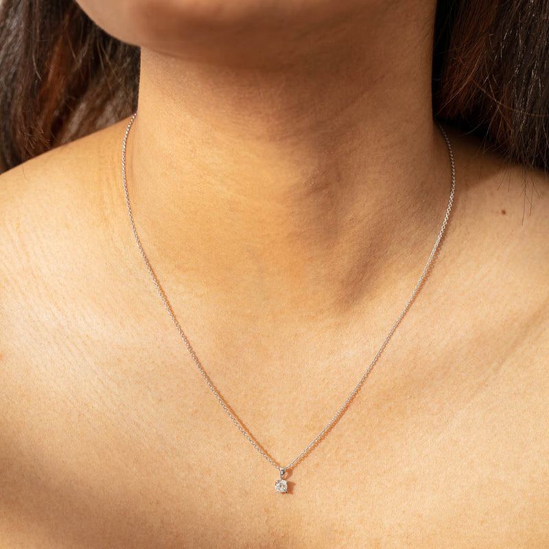 9ct White Gold .33ct Diamond Ava Pendant-Necklace-Walker & Hall