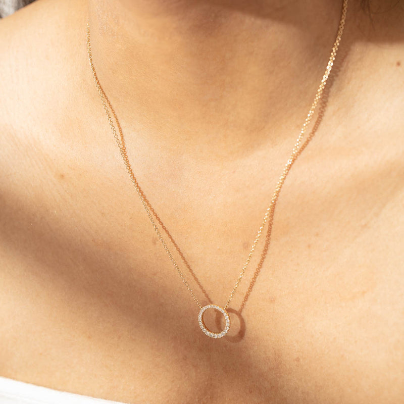18ct Yellow Gold Diamond Aelia Pendant-Necklace-Walker & Hall