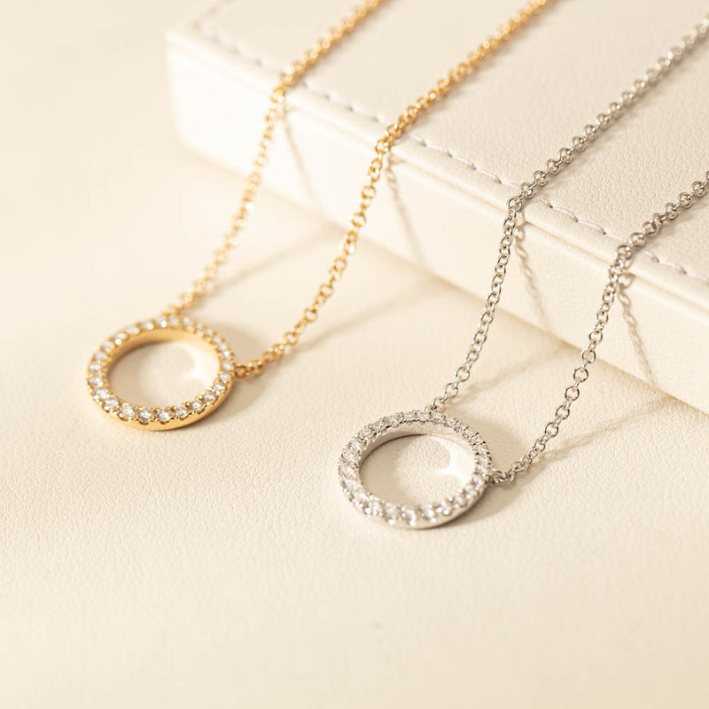 18ct Yellow Gold Diamond Aelia Pendant-Necklace-Walker & Hall