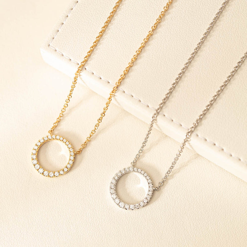 18ct White Gold Diamond Aelia Pendant-Necklace-Walker & Hall