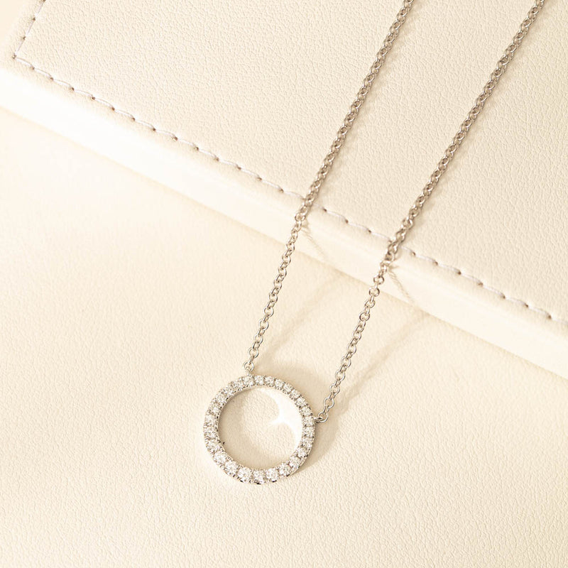 18ct White Gold Diamond Aelia Pendant-Necklace-Walker & Hall